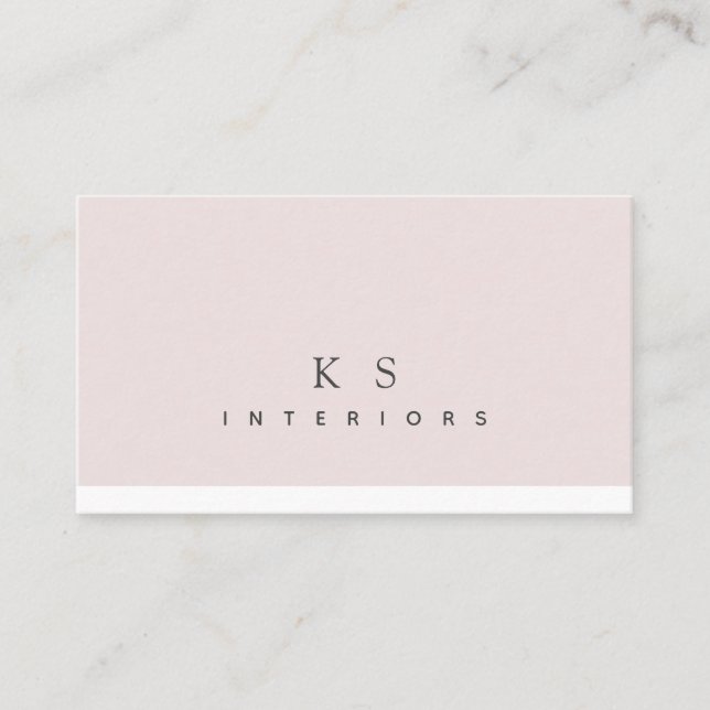 Minimal Blush And White Modern Interior Design Business Card (Front)