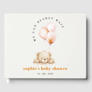 Minimal Blush Bearly Wait Balloon Baby Shower Guest Book