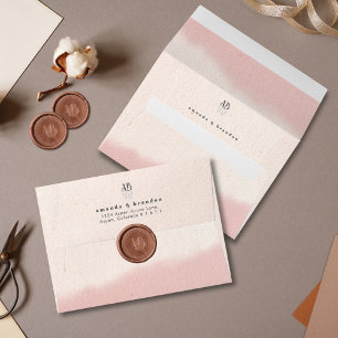 Minimal Blush & Bloom Bold Scrip Monogram Wedding Envelope