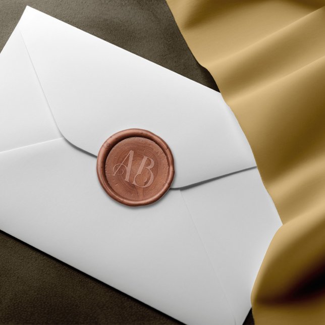 Minimal Blush & Bloom Bold Scrip Monogram Wedding Wax Seal Sticker (Creator Uploaded)