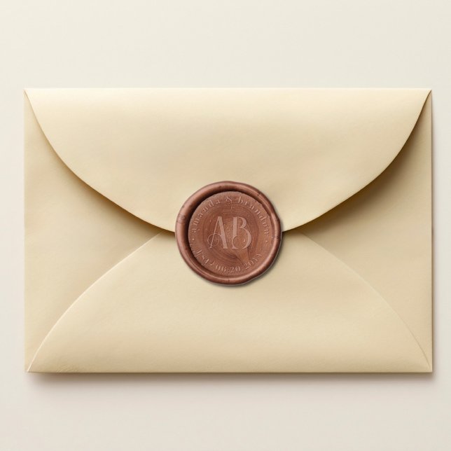 Minimal Blush & Bloom Bold Scrip Monogram Wedding Wax Seal Sticker (Creator Uploaded)
