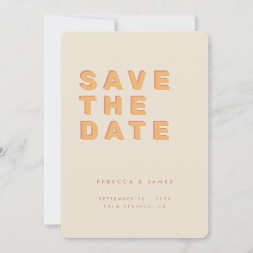 Minimal Blush Cream 70s Retro Vintage Wedding Save The Date