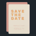Minimal Blush Cream 70s Retro Vintage Wedding Save The Date<br><div class="desc">A retro inspired Save the Date Card with muted colors in cream,  blush pink and tangerine orange,  minimal typography. This semi-custom wedding save the date invitation can be customized by you.</div>