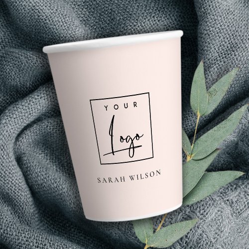 Minimal Blush Custom Promotional Business Logo Paper Cups