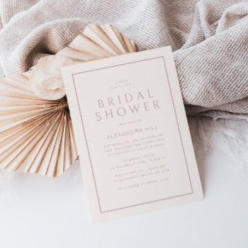 Minimal Blush Elegant Modern Bridal Shower Invitation by Nicheandnest at Zazzle