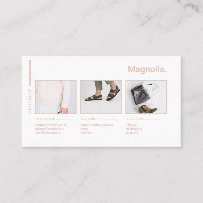Minimal Blush Fashion Photo Influencer Blogger Business Card