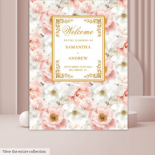 Minimal Blush Gold Watercolor Wedding Backdrop