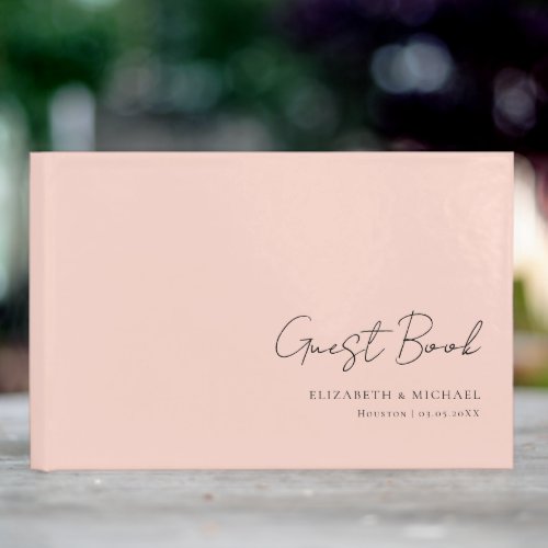 Minimal Blush Handwriting Script Wedding  Guest Book