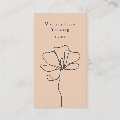 Minimal blush peach fine art floral chic elegant business card