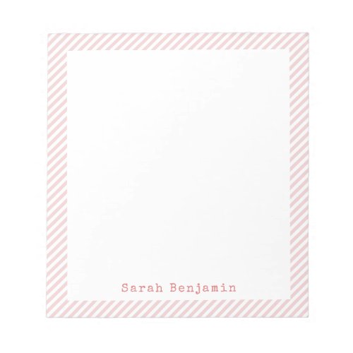 Minimal Blush Pink And White Striped Frame Elegant Notepad