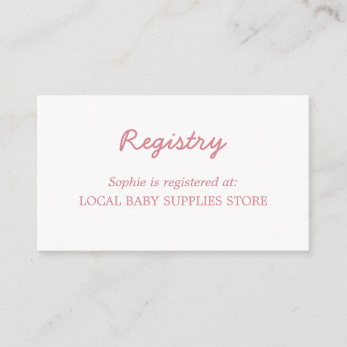 Minimal Blush Pink Baby Shower Registry Enclosure Card