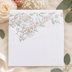 Minimal Blush Pink Floral Wedding Envelope