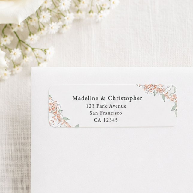 Minimal Blush Pink Floral Wedding Return Address Label (Creator Uploaded)
