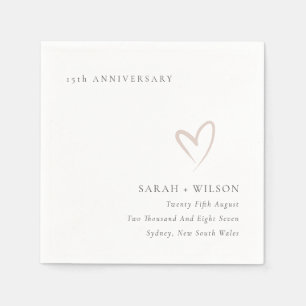 Minimal Blush Pink Heart Any Year Anniversary Napkins