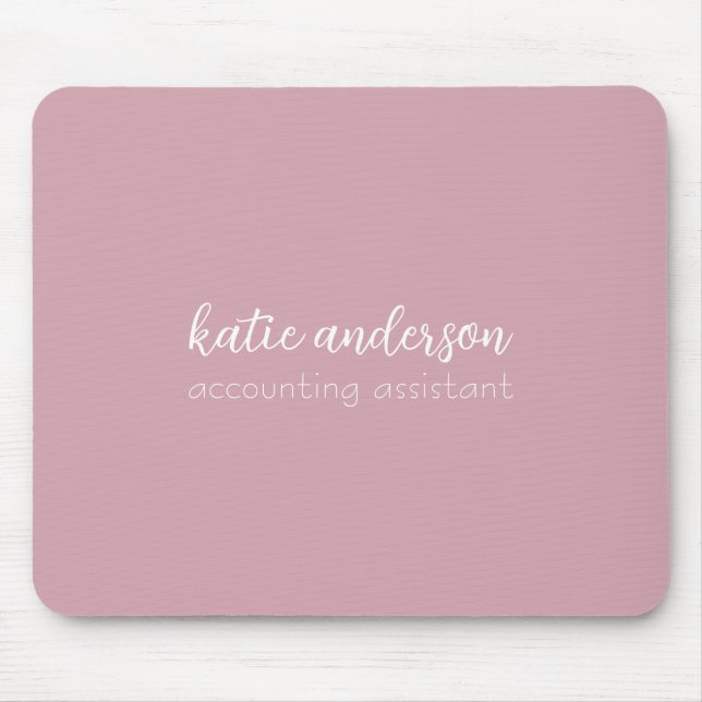 Minimal Blush Pink Monogrammed Mouse Pad (Front)