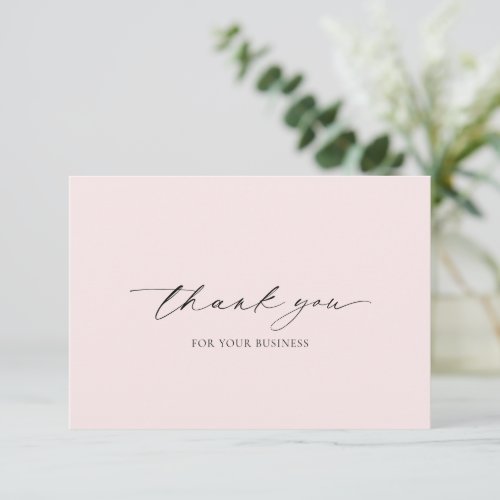 Minimal Blush Pink Simple Elegant Modern Business Thank You Card