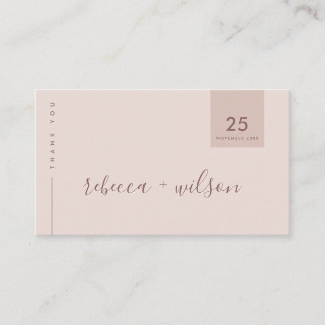 MINIMAL BLUSH PINK TYPOGRAPHY WEDDING THANK YOU BUSINESS CARD (Front)