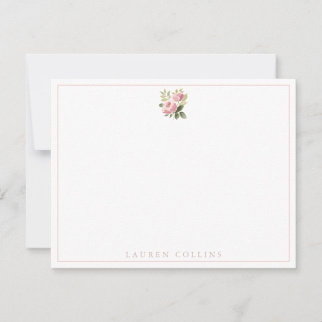Minimal Blush Rose Note Card (Front)