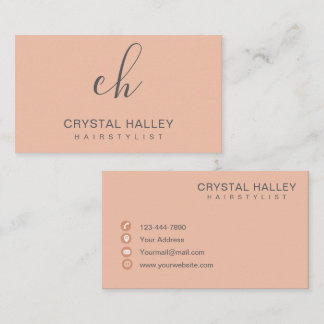 Minimal Blush Script Logo Hairstylist Business Card