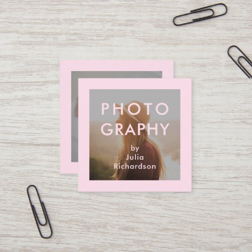 Minimal Blush  Two Photos for Photographers Square Business Card