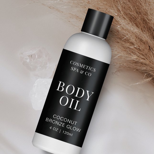 Minimal Body Oil 4 OZ Cosmo Bottle Wrapper Label (Minimalist skincare packaging design 4 OZ cosmetic bottle labels)