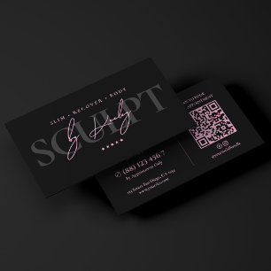 Minimal Body Sculpting Contouring Pink Black Business Card