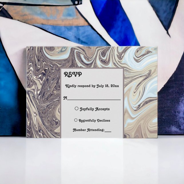 Minimal Bohemian Earth Tone Abstract Art Wedding RSVP Card (Creator Uploaded)