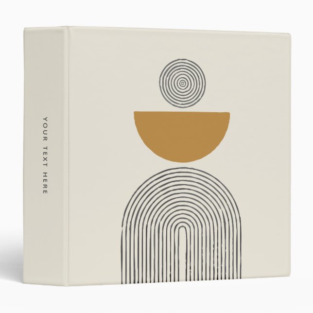 Minimal Boho Arch Abstract – Modern Earth Tone Art 3 Ring Binder (Front/Spine)