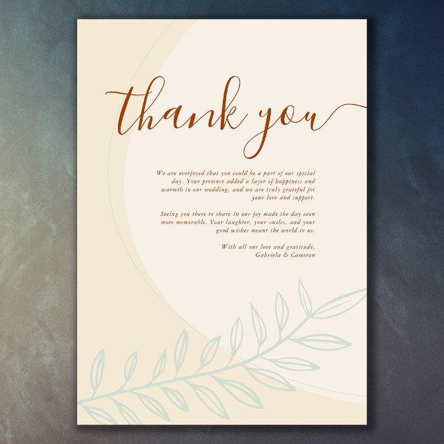 Minimal Boho Autumn Tone Wedding Thank You Card (Creator Uploaded)
