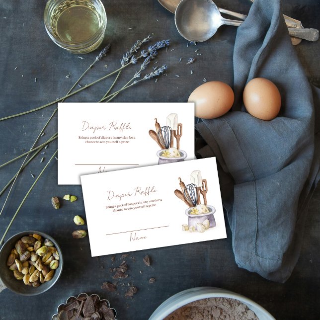 Minimal Boho Bakery Chef Diaper Raffle Baby Shower Enclosure Card (Minimal Boho Bakery Chef Diaper Raffle Baby Shower Enclosure Card)
