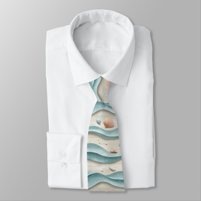 Minimal Boho Beach Pattern Neck Tie (Tied)