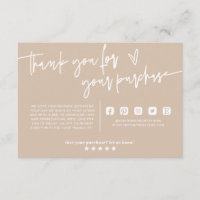 Minimal Boho Beige Earth Thank You Package Insert 