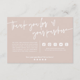 Minimal Boho Blush Pink Thank You Package Insert