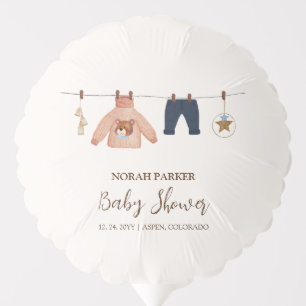 Minimal Boho Boy Winter Clothesline Baby Shower  Balloon