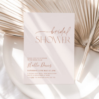 Minimal Boho Bridal Shower Invitation Neutral by PaperMinx at Zazzle