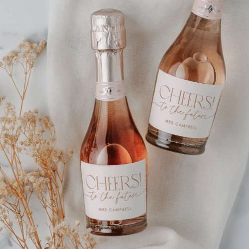 Minimal Boho Bridal Shower Neutral  Sparkling Wine Label