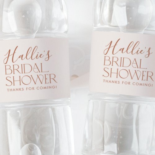 Minimal Boho Bridal Shower Neutral Water Bottle Label