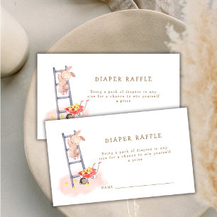 Minimal Boho Bunny Stars Diaper Raffle Baby Shower Enclosure Card
