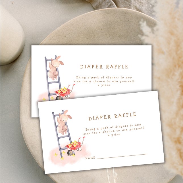 Minimal Boho Bunny Stars Diaper Raffle Baby Shower Enclosure Card (Minimal Boho Bunny Stars Diaper Raffle Baby Shower Enclosure Card)