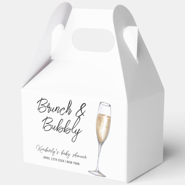 Minimal Boho Champagne Brunch Bubbly Baby Shower  Favor Boxes (Back)