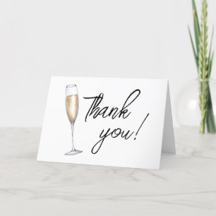 Minimal Boho Champagne Brunch Bubbly Baby Shower Letterpress Thank You Card