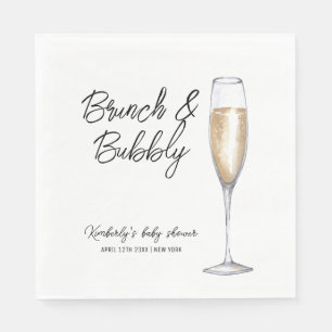 Minimal Boho Champagne Brunch Bubbly Baby Shower Napkins