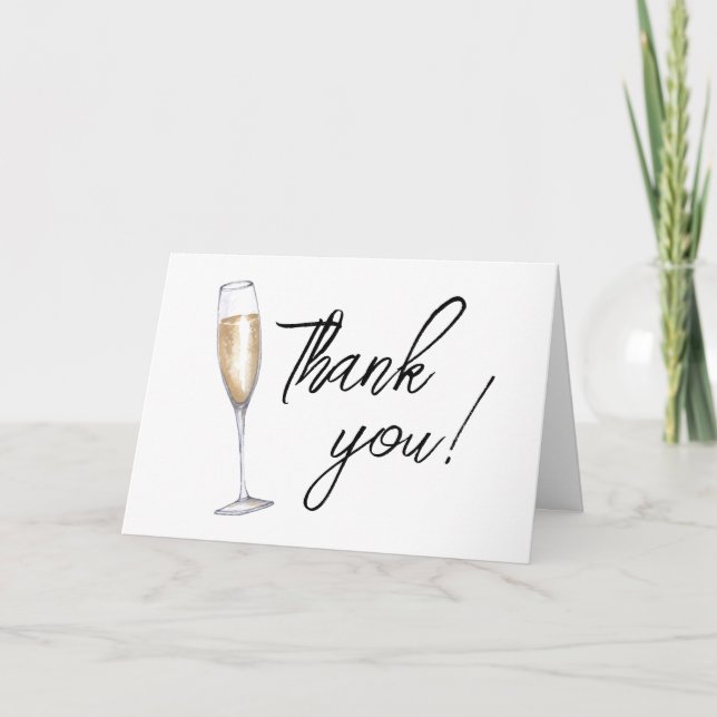 Minimal Boho Champagne Brunch Bubbly Baby Shower  Thank You Card (Front)