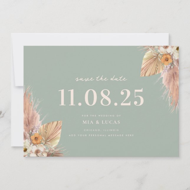 Minimal Boho Chic Wedding Save The Date (Front)