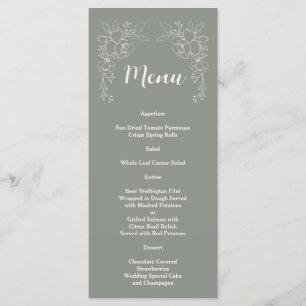 Minimal Boho Elegant Sage Green Simple Wedding Menu