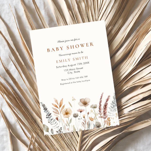 Minimal Boho Floral Baby Shower Invitation (Creator Uploaded)