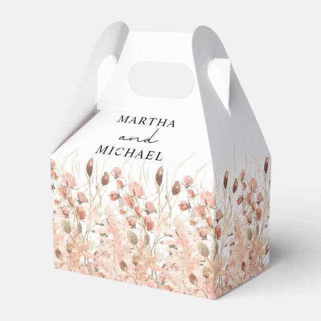 Minimal Boho Floral Wedding  Favor Boxes (Front Side)