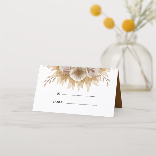 Minimal Boho Floral Wedding  Folded Place Card