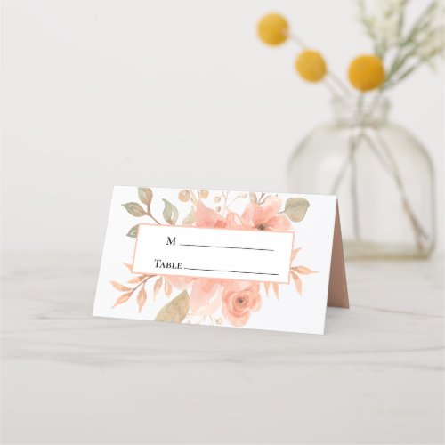 Minimal Boho Floral Wedding  Folded Place Card