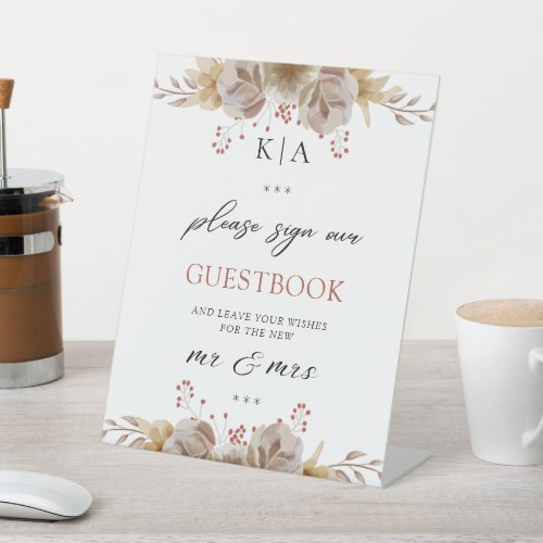 Minimal Boho Floral Wedding Guestbook Sign